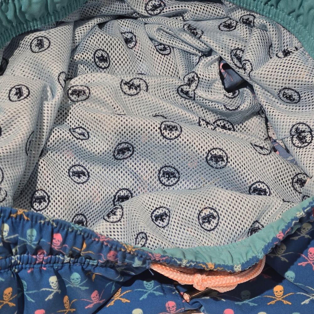 Peter Millar Seaside Collection Swim Trunks Mens Large Blue Skull & Rods - Picture 6 of 7
